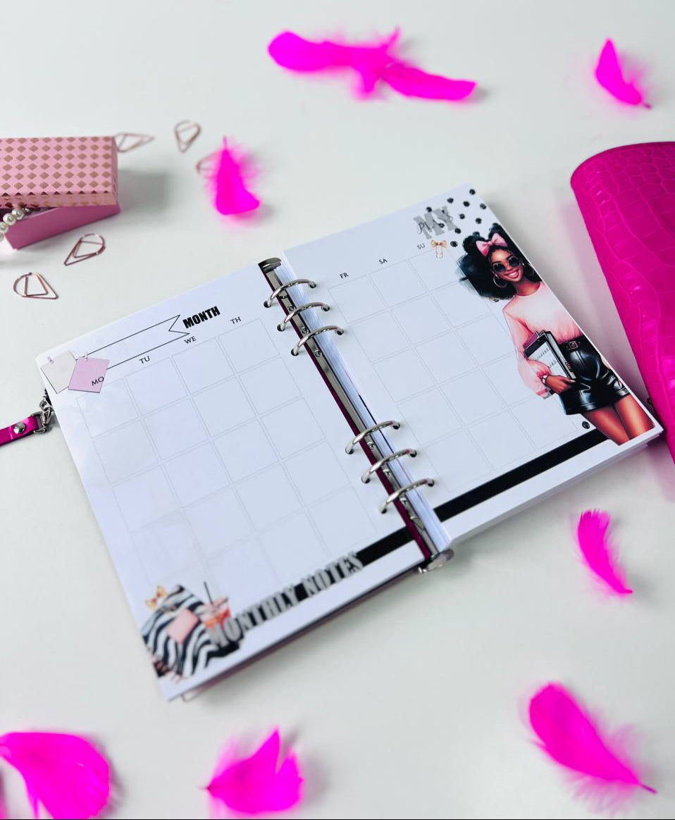 Hot pink Natural Italian Leather Planner A5, gift for her, perfect planner, Ring Planner Agenda A5 Six Ring Planner and Ring Personal Planner.