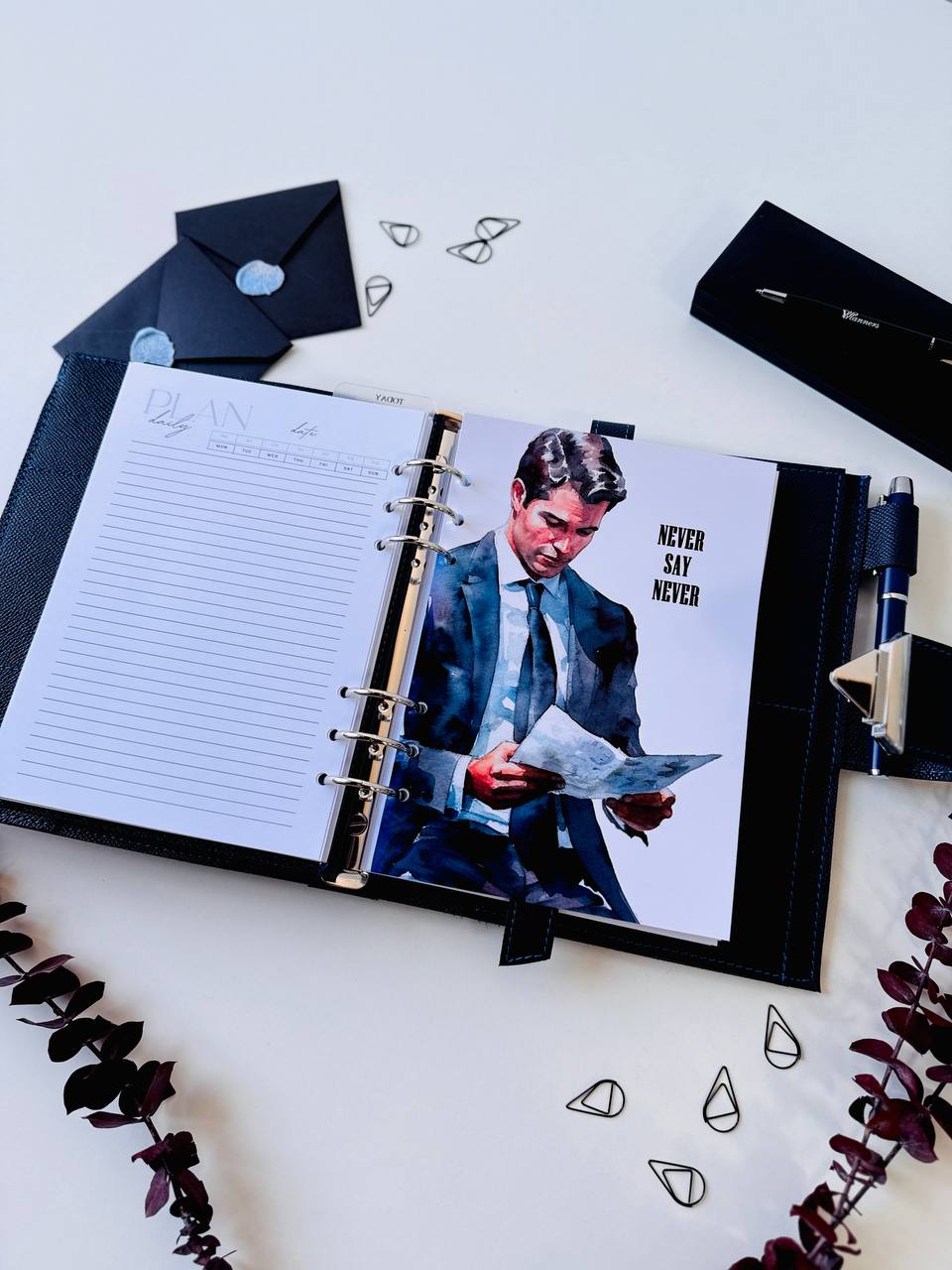 Leather notebook cover A5 for documents A4 and A5 format.