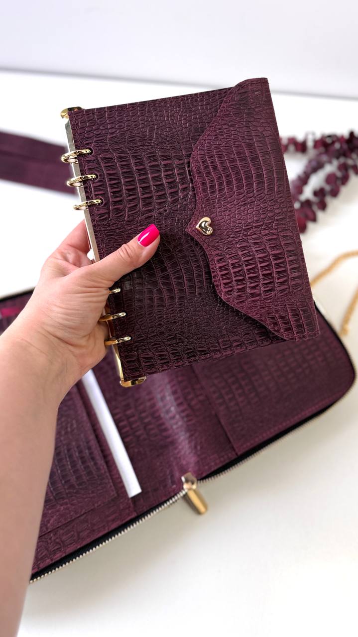 Discover the Perfect Union of Form and Function with Our Burgundy Croc A5 Bag-Planner