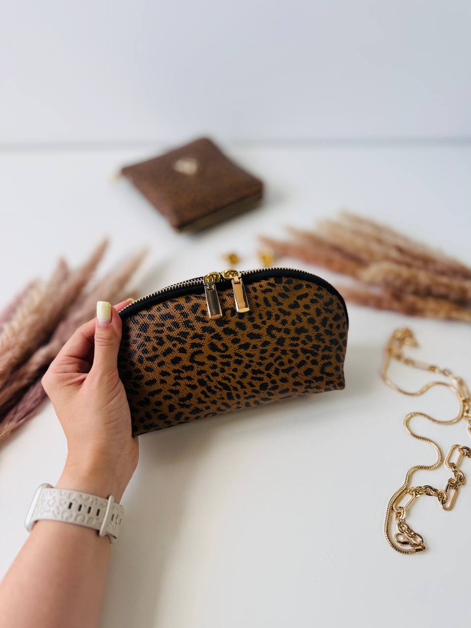 Leopard leather notebook A7 gift set. Limited edition.