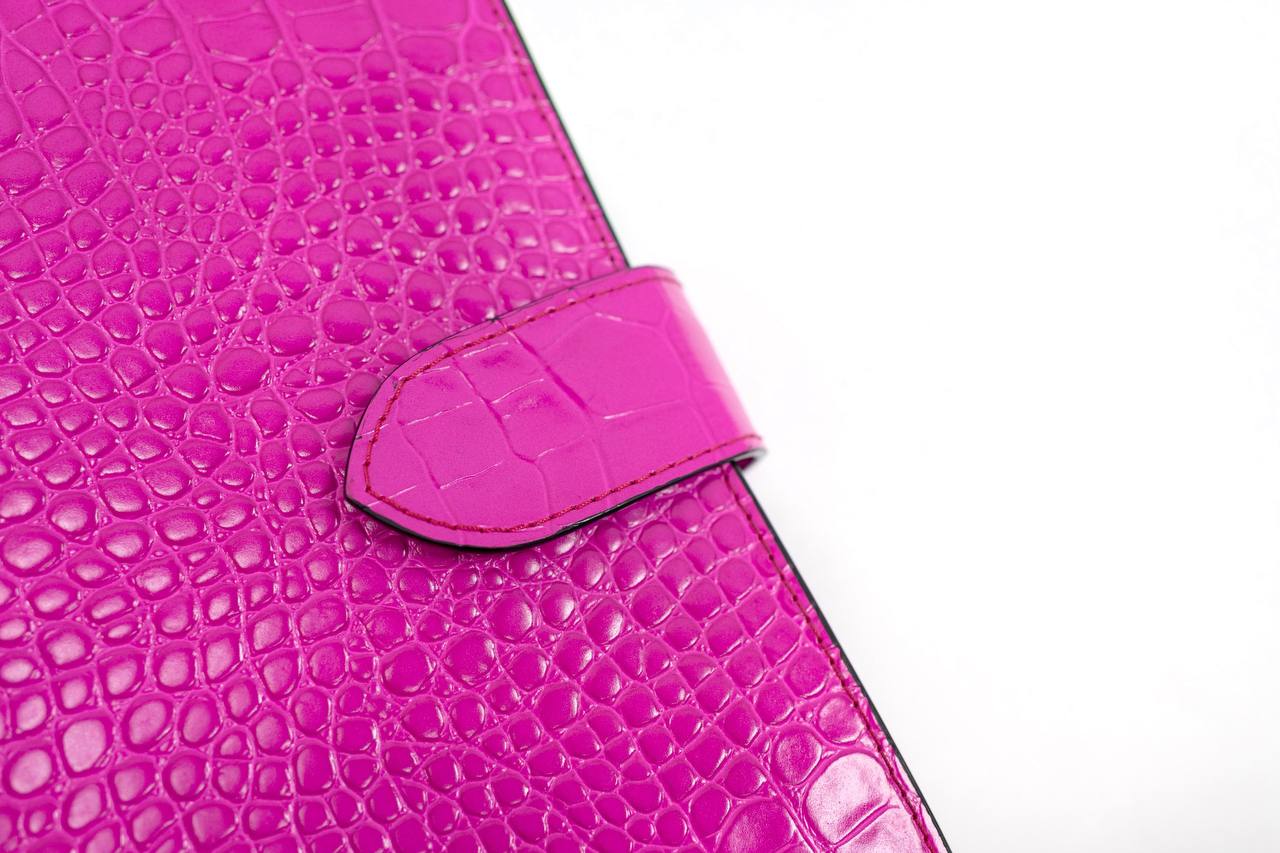Hot pink Natural Italian Leather Planner A5, gift for her.