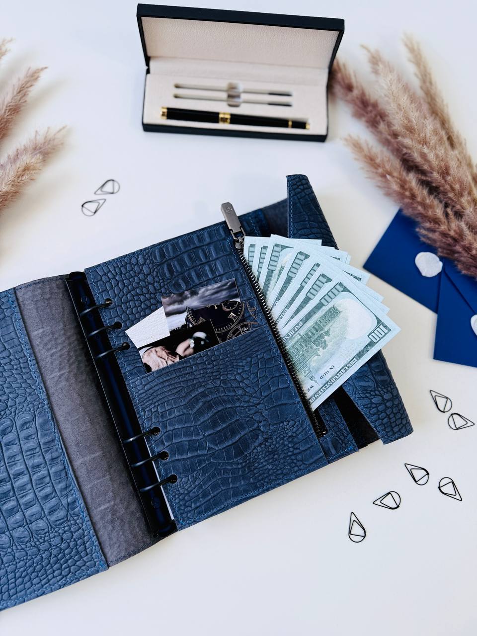 Rare blue 3d leather notebook cover A5.