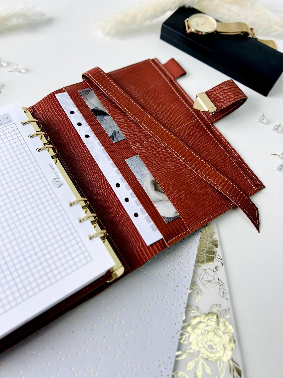 Natural Italian Leather Planner A5, Ringbuch a5, Leather template, A5 ring binder,Binder a5,Leather wallet template,Binder wallet.