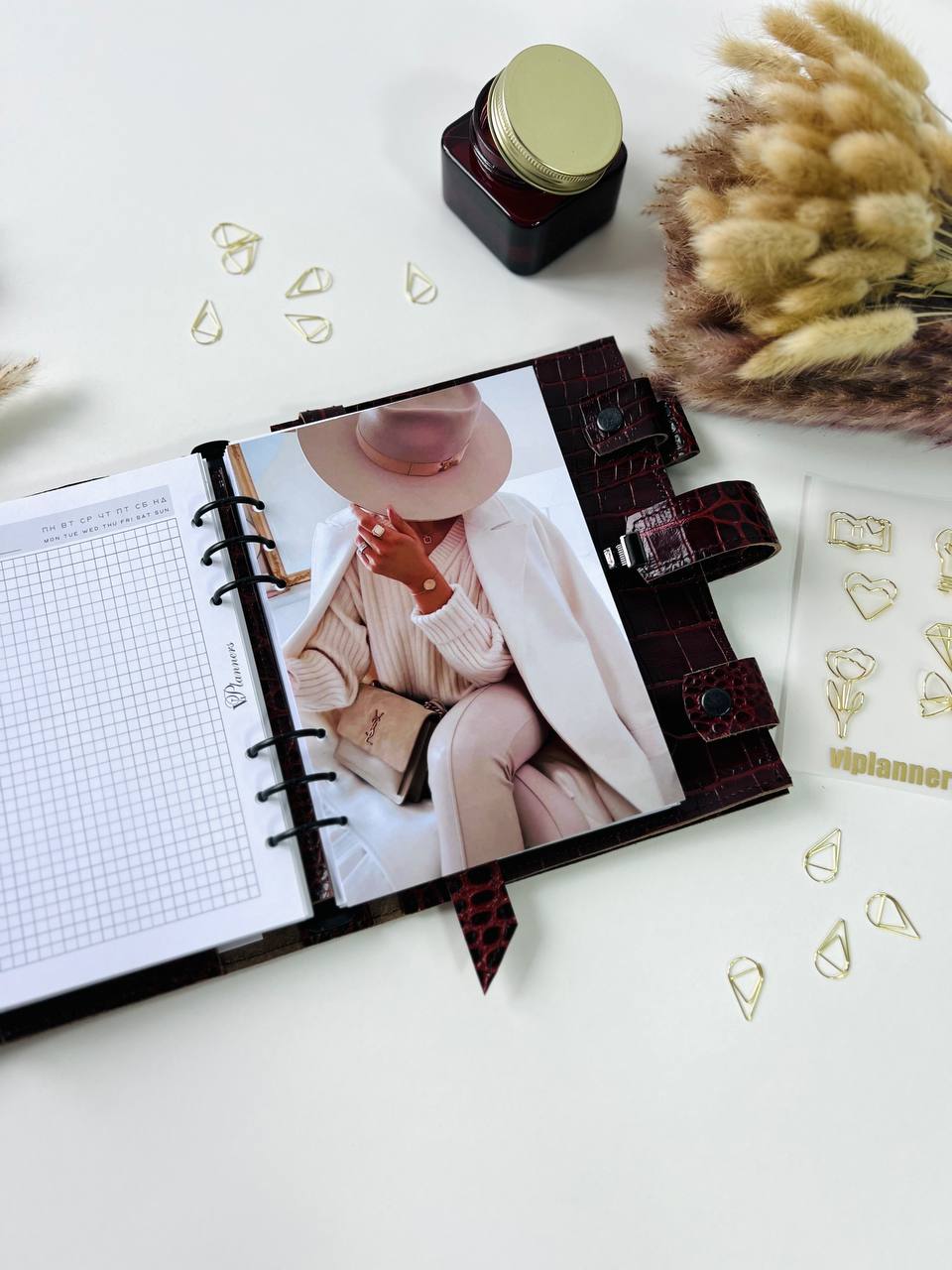 3 in 1 rare brown leather planner A5.