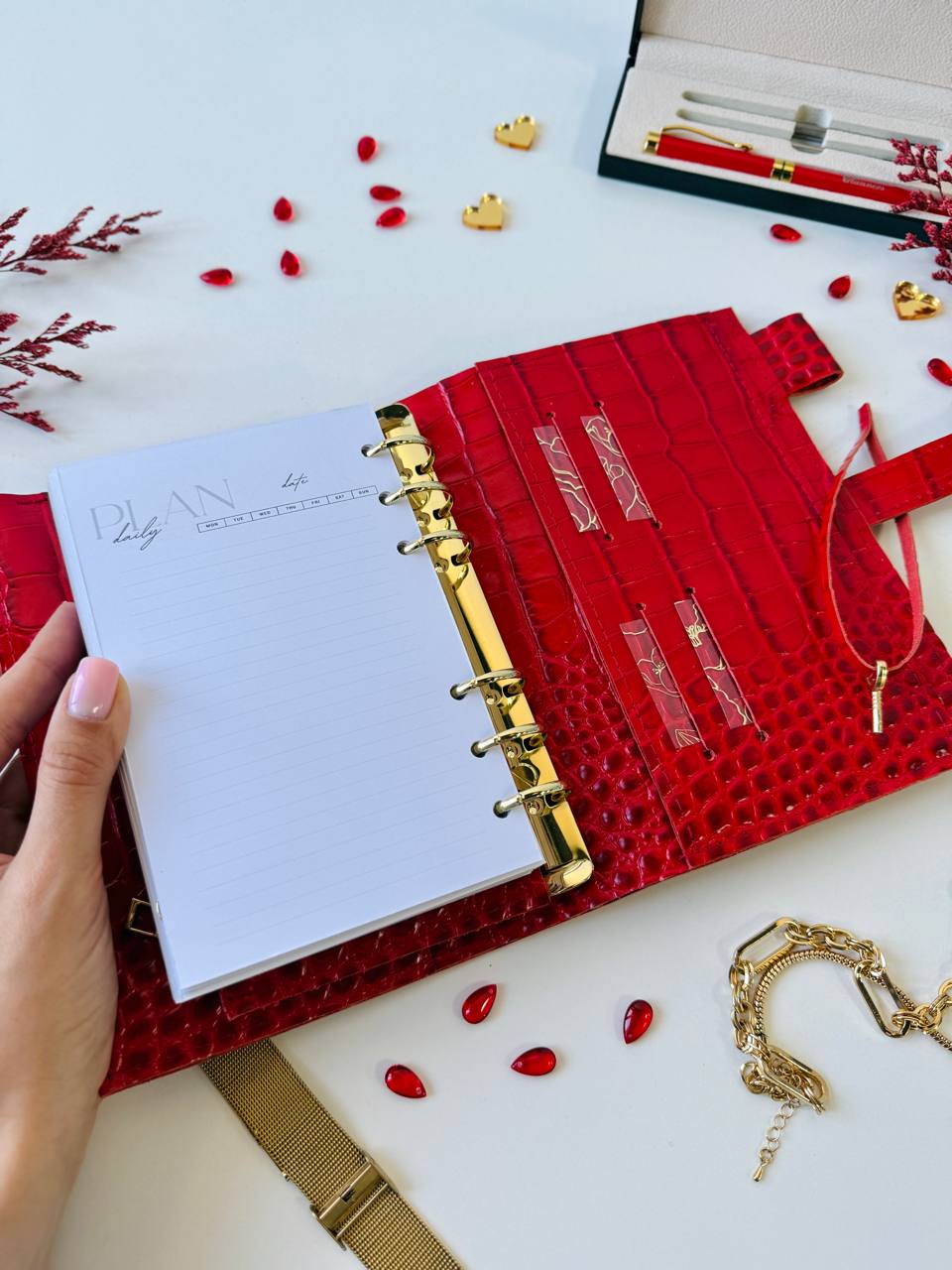 A6 NEW SIZE leather double planner cover binder 6 rings binder, dated planner, leather planner, gift for her, medium size planner.