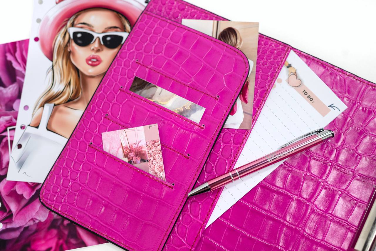 Hot pink Natural Italian Leather Planner A5, gift for her, perfect planner, Ring Planner Agenda A5 Six Ring Planner and Ring Personal Planner.