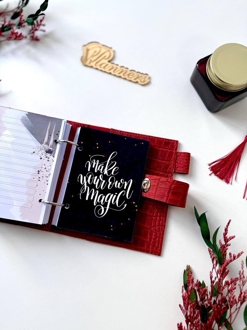 Leather mini notebook cover A7 binder,Planner A7 binder personal passport size, leather planner, planner binder 2 rings, diary for work.