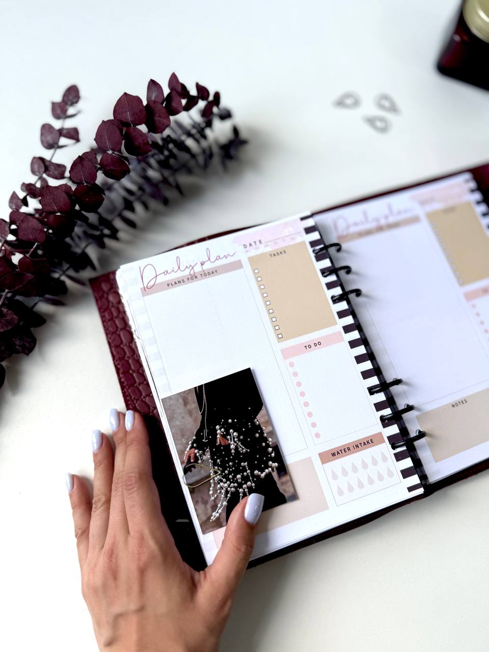 Classeur Agenda en cuir A5 pour documents format A4 et A5, couverture en cuir exclusive en édition limitée pour carnet, agendas couleur bordeaux de l'année.
