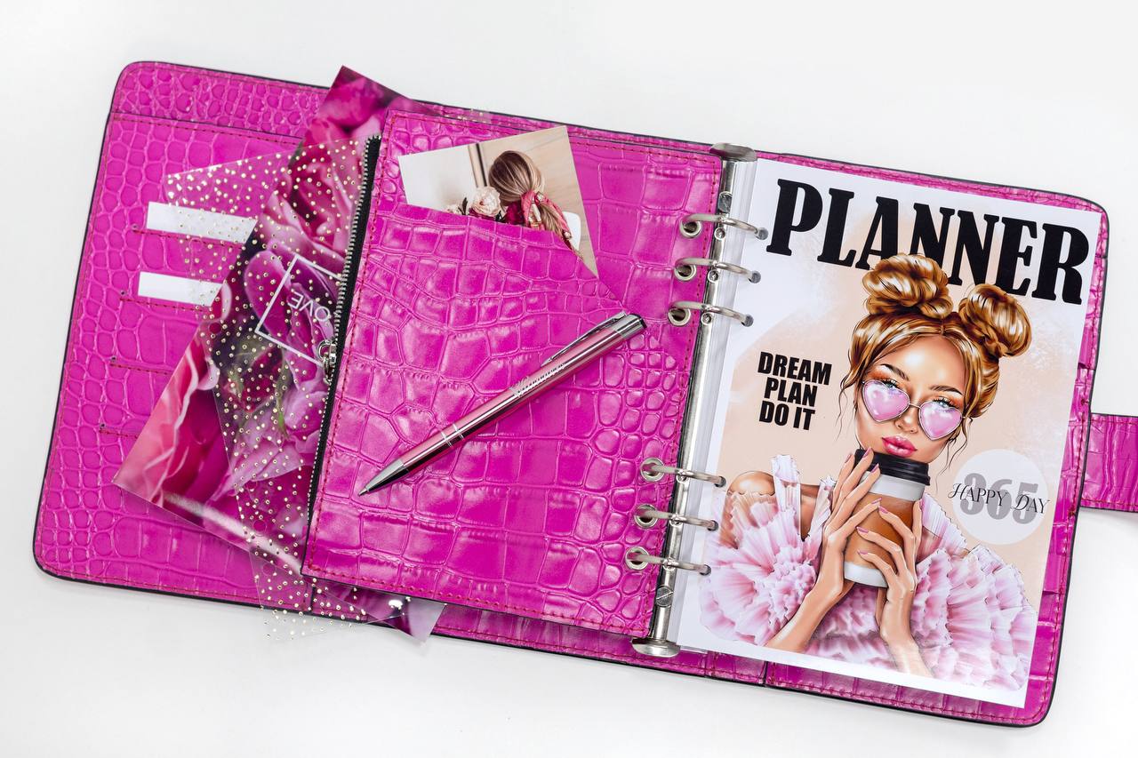 Hot pink Natural Italian Leather Planner A5, gift for her, perfect planner, Ring Planner Agenda A5 Six Ring Planner and Ring Personal Planner.