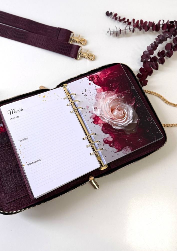 Discover the Perfect Union of Form and Function with Our Burgundy Croc A5 Bag-Planner