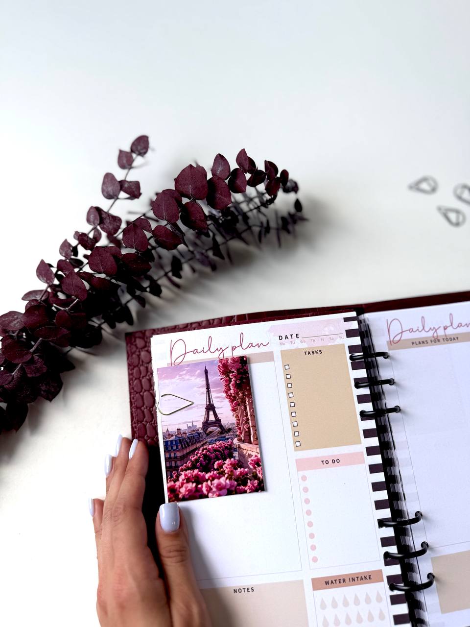 Classeur Agenda en cuir A5 pour documents format A4 et A5, couverture en cuir exclusive en édition limitée pour carnet, agendas couleur bordeaux de l'année.