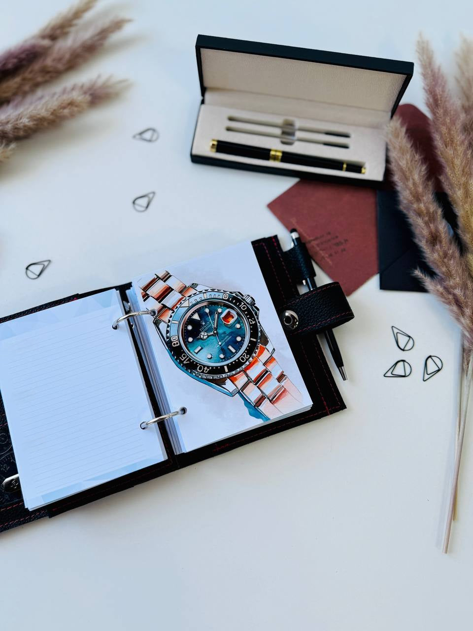 Leather mini planner A7, mini planner,personal size, study stationery, passport size notebook, leather wallet binder planner daily.