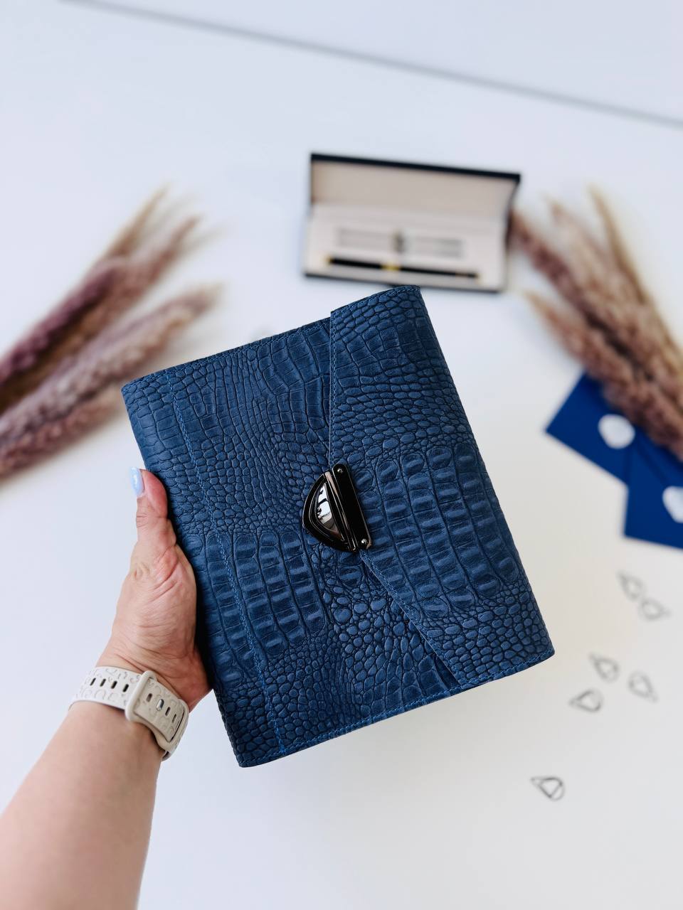 Rare blue 3d leather notebook cover A5.