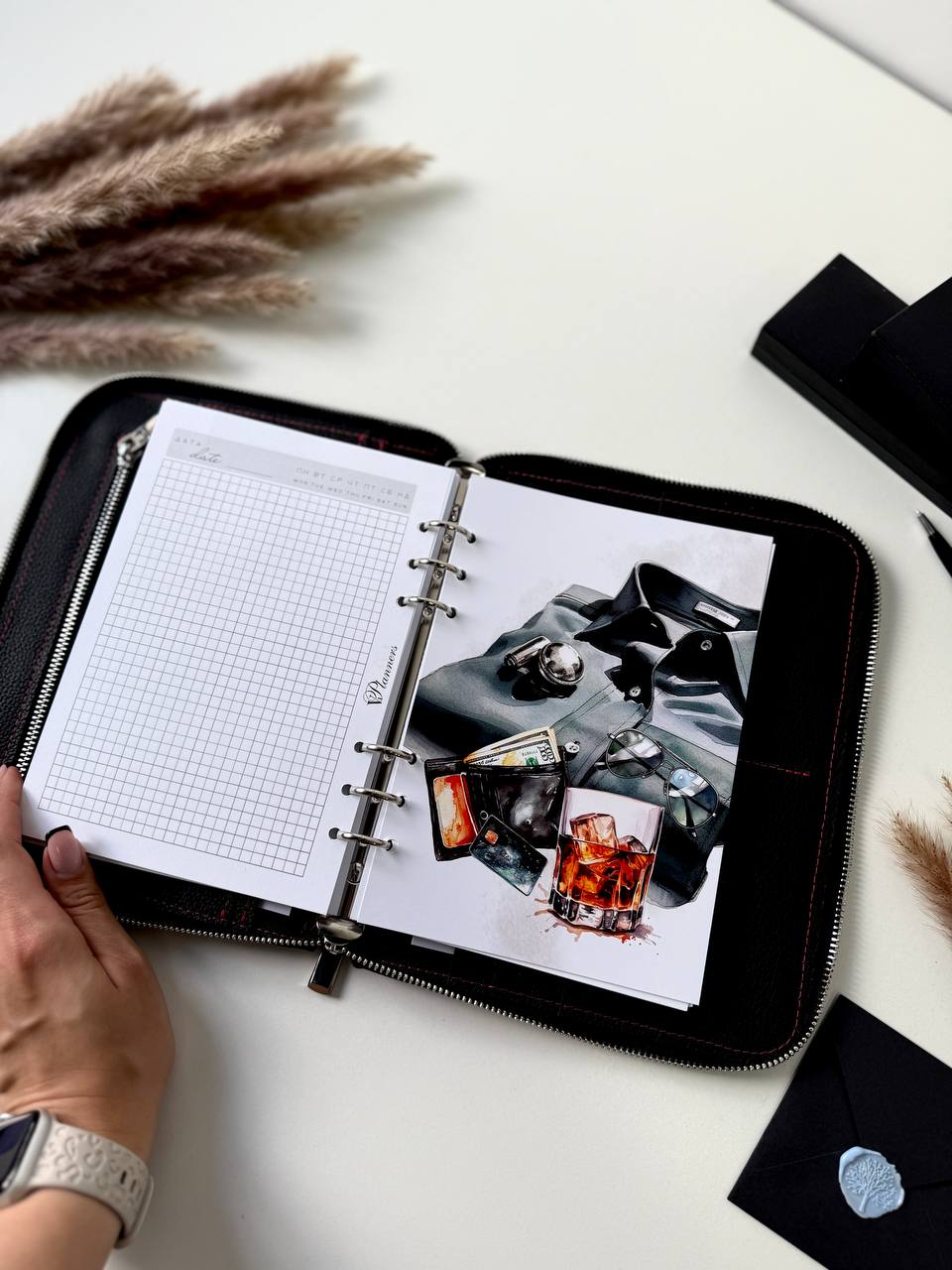 Leather zipper notebook. Natural Leather Planner A5, Ringbuch a5, Leather template, A5 ring binder,Binder a5,Leather wallet template,Binder