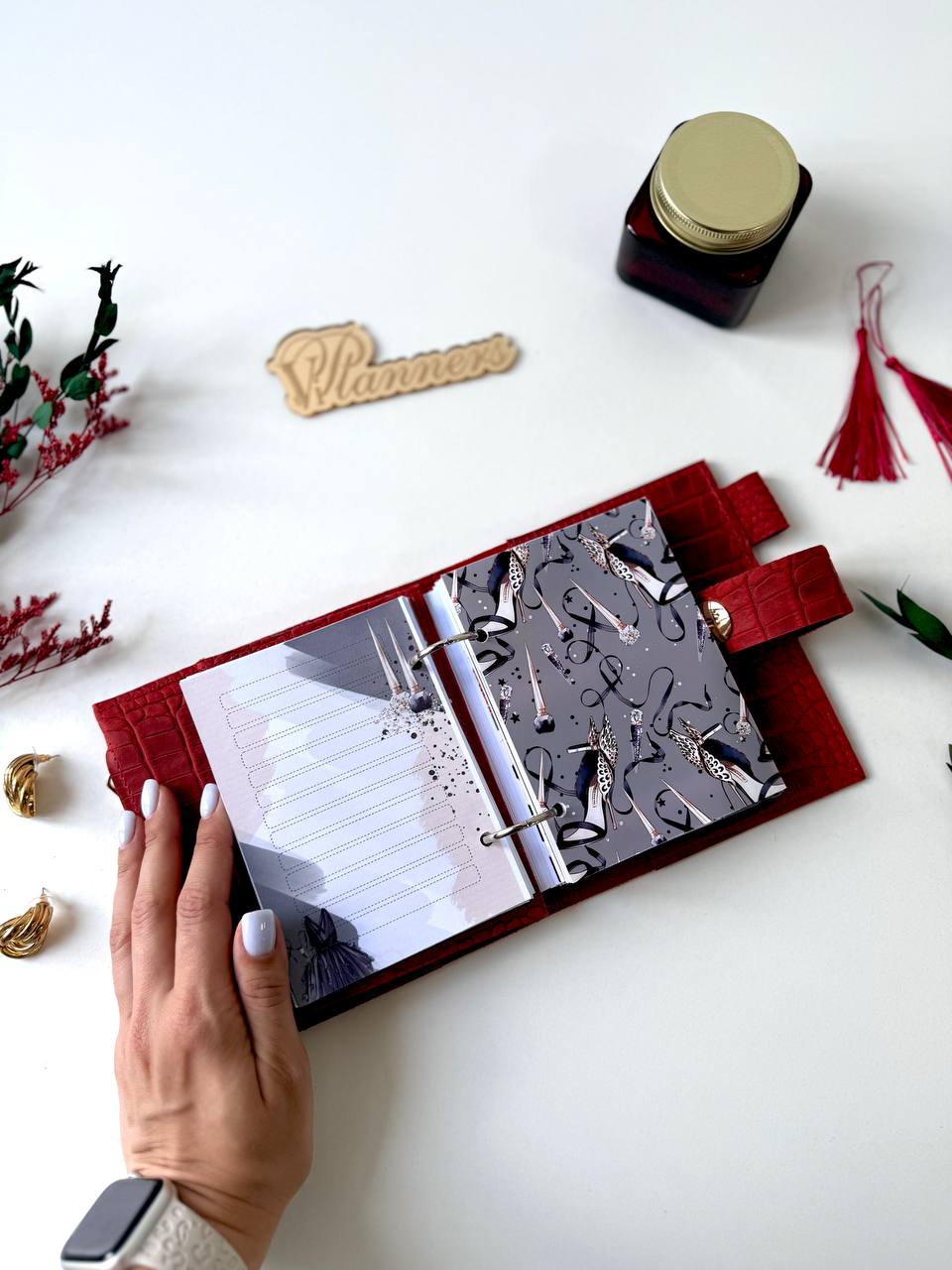 Leather mini notebook cover A7 binder,Planner A7 binder personal passport size, leather planner, planner binder 2 rings, diary for work.