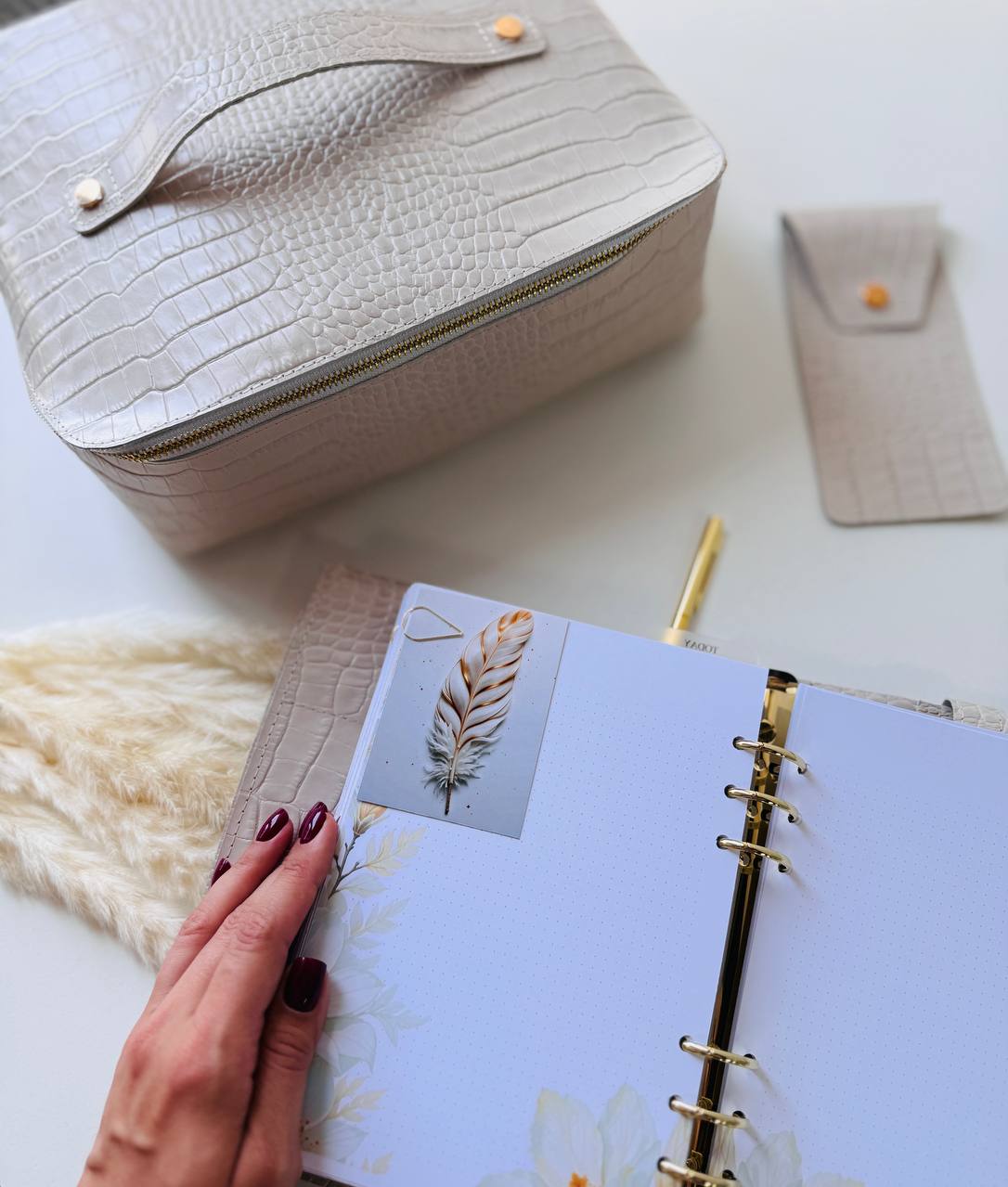 Luxury A5 Planner Organizer Set - Premium Genuine Leather, Crocodile Embossed