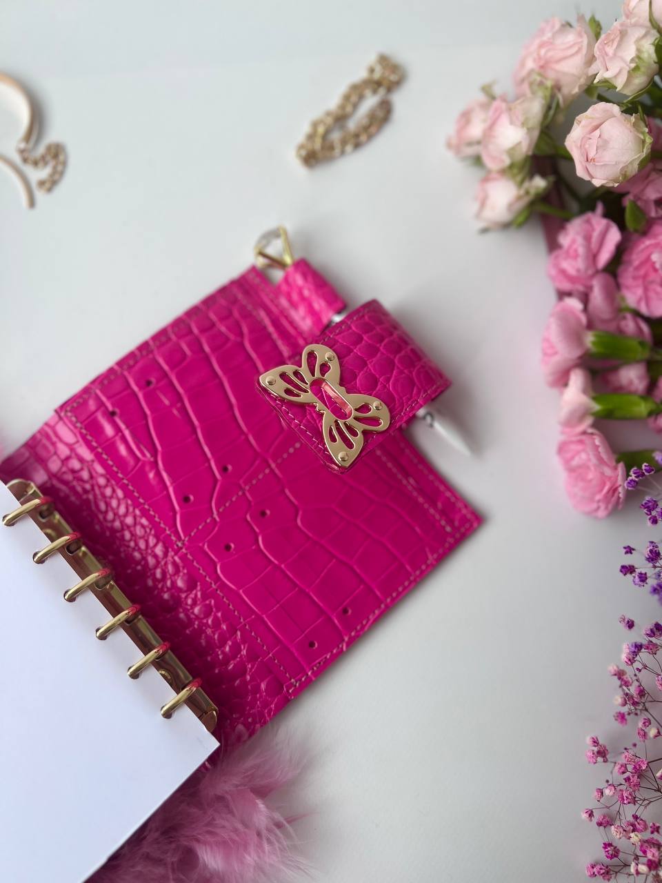 Leather wallet notebook cover mini A7 dated week 2026 big 6 rings binder.