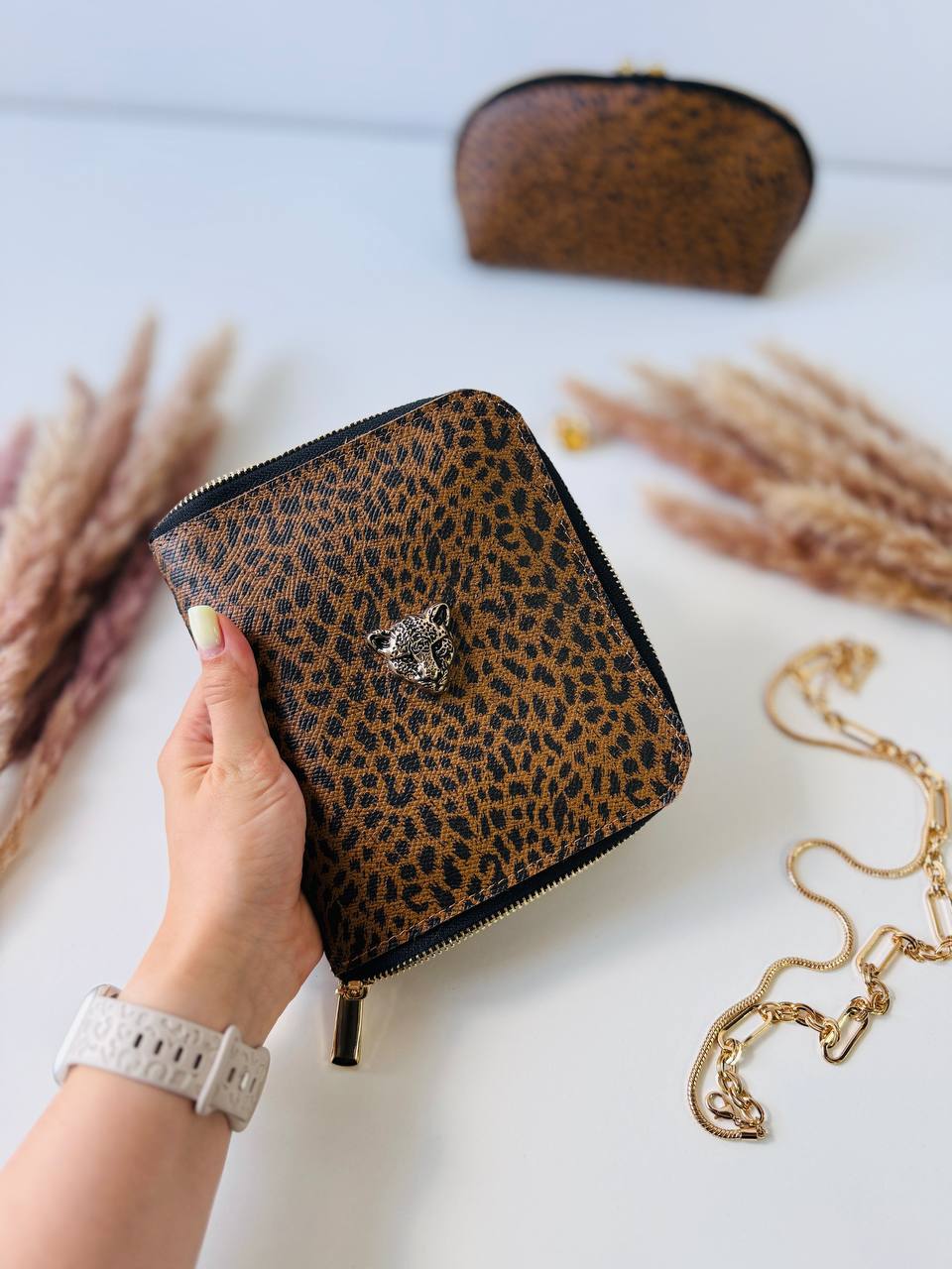 Leopard leather notebook A7 gift set. Limited edition.