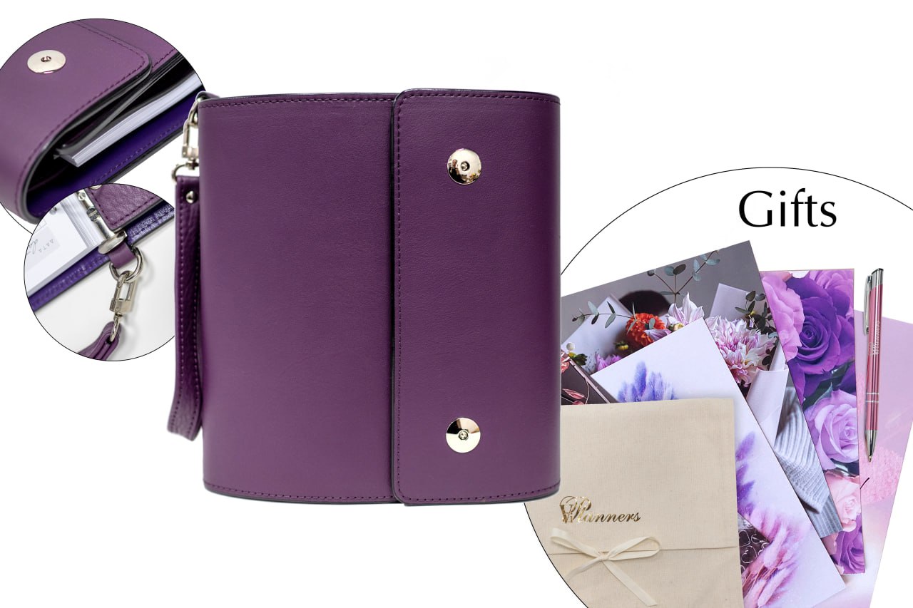 Violet Natural Italian Leather Planner A5, gift for her, perfect planner, Ring Planner Agenda A5 Six Ring Planner and Ring Personal Planner.