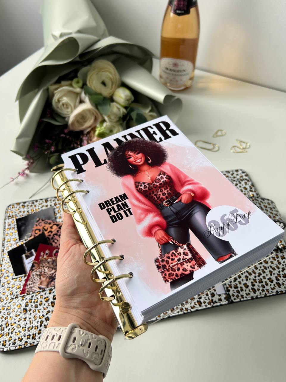 Leopard Leather Planner A5, gift for her, perfect planner, Ring Planner Agenda A5 Six Ring Planner and Ring Personal Planner.