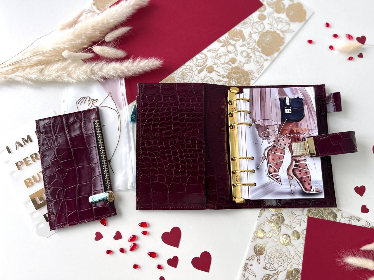 A6 NEW SIZE leather double planner cover binder 6 rings binder, dated planner, leather planner, gift for her, medium size planner.