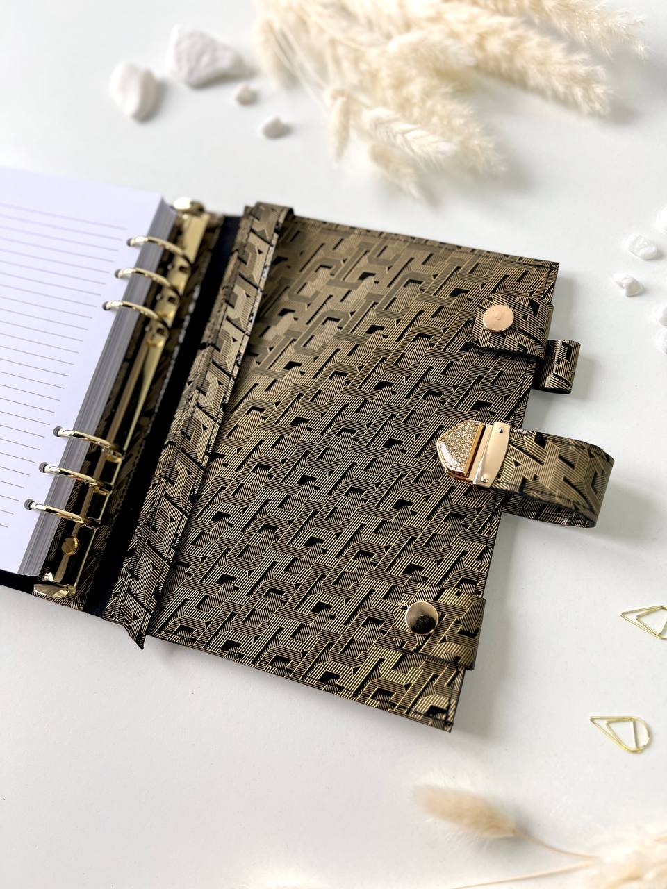 Gold and black 3in1 leather notebook cover A5 just for documents A5 format.