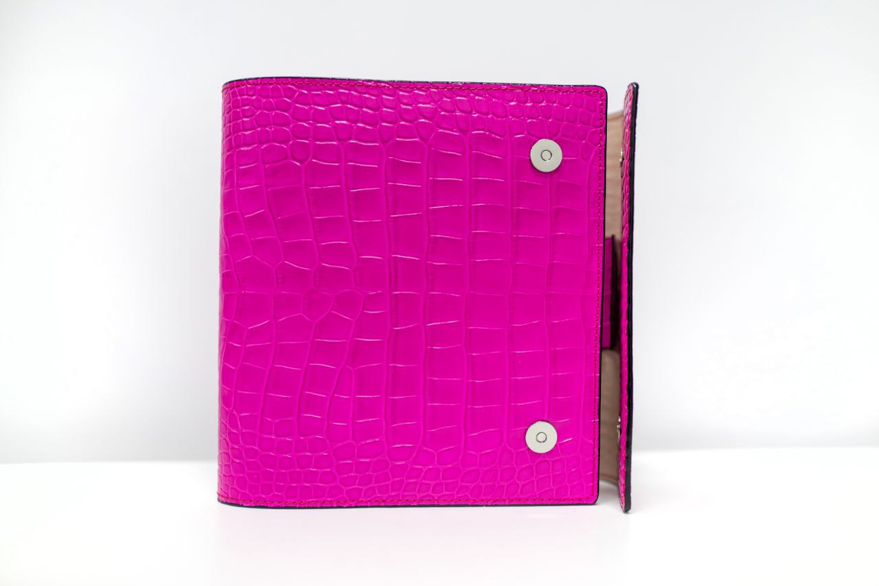 Hot pink Natural Italian Leather Planner A5, gift for her, perfect planner, Ring Planner Agenda A5 Six Ring Planner and Ring Personal Planner.
