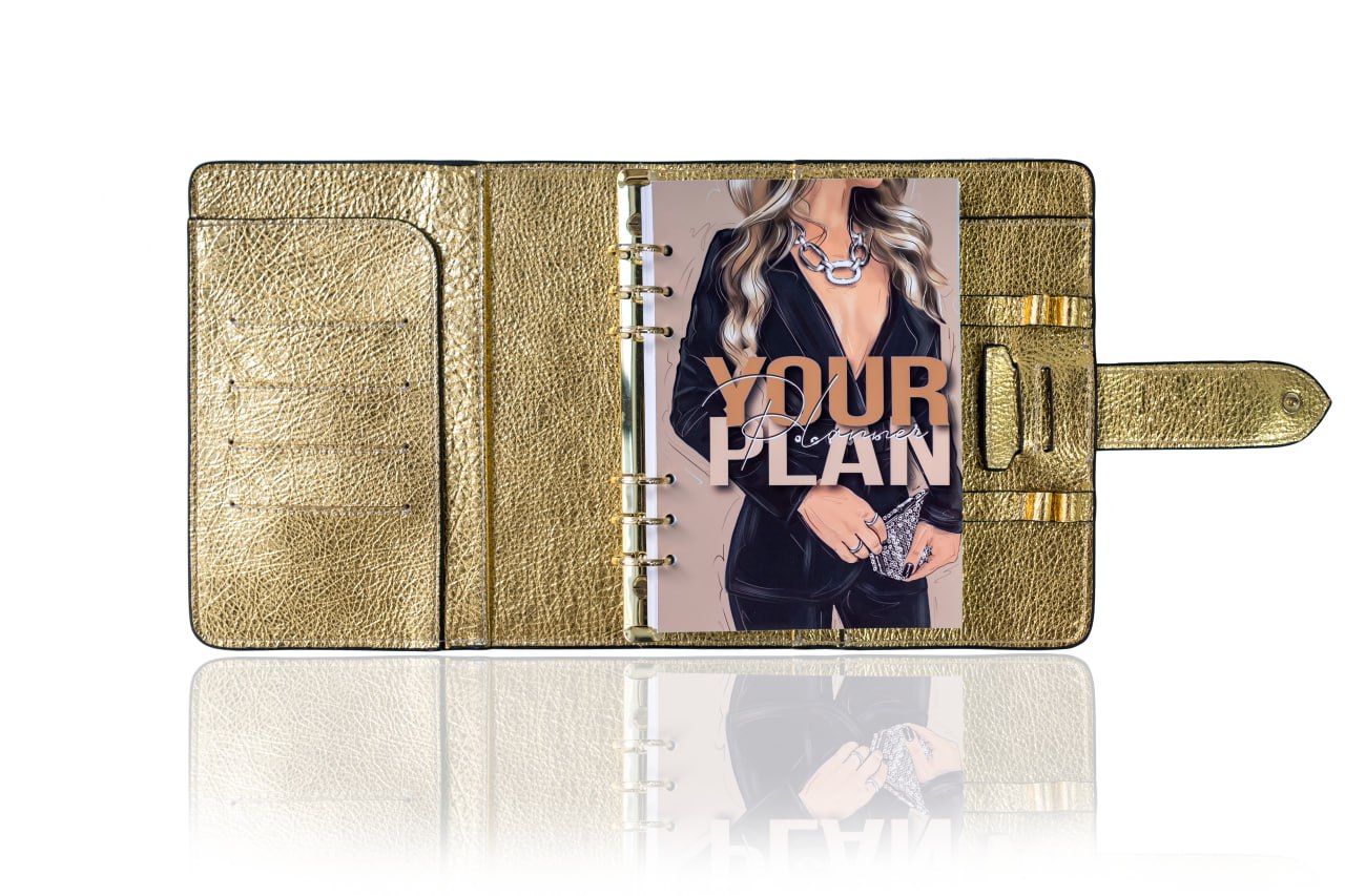 Gold Natural Italian Leather Planner A5, gift for her, perfect planner, Ring Planner Agenda A5 Six Ring Planner and Ring Personal Planner.