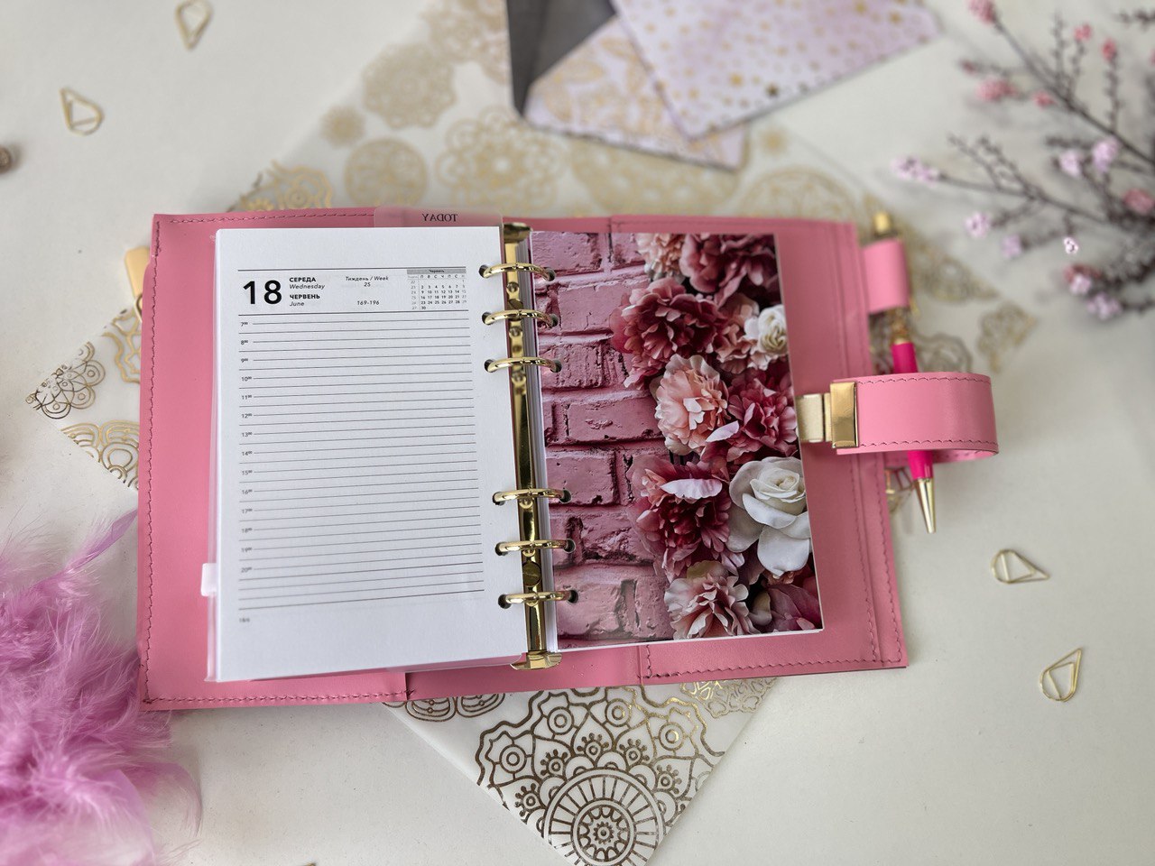 A6 NEW SIZE leather double planner cover binder 6 rings binder, dated planner, leather planner, gift for her, medium size planner. Dated 2026.