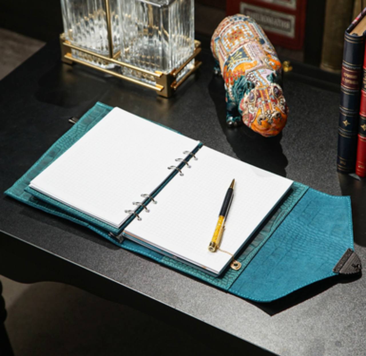 Cyprus, Limassol. Sea wave leather notebook cover A5.