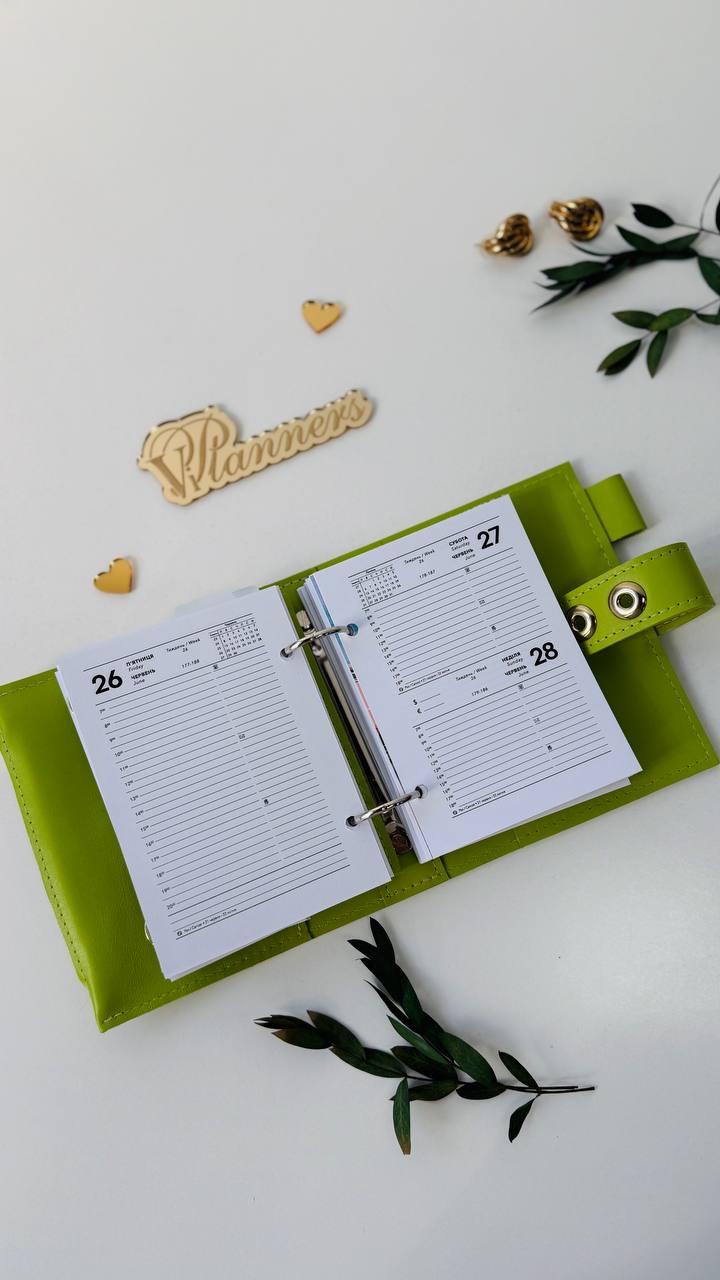 Leather mini planner A7 binder.