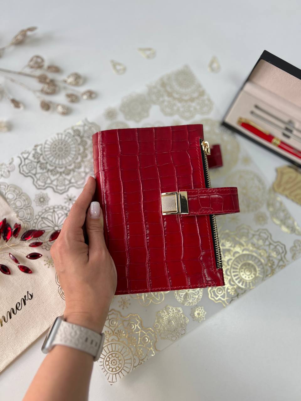 A6 NEW SIZE leather double planner cover binder 6 rings binder, dated planner, leather planner, gift for her, medium size planner.