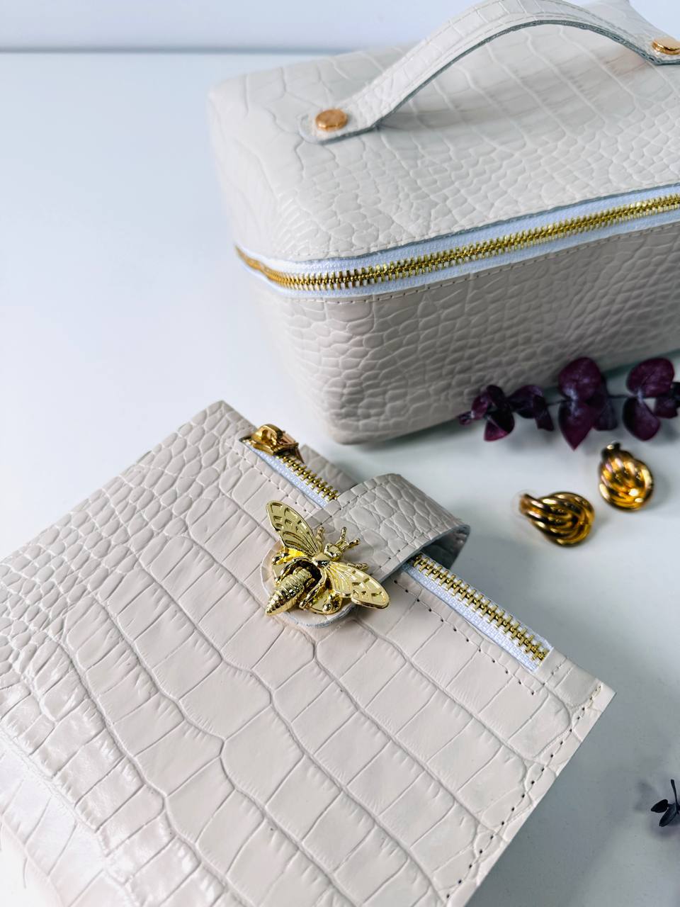 Leather Gift set notebook cover A7 with bag organizer.