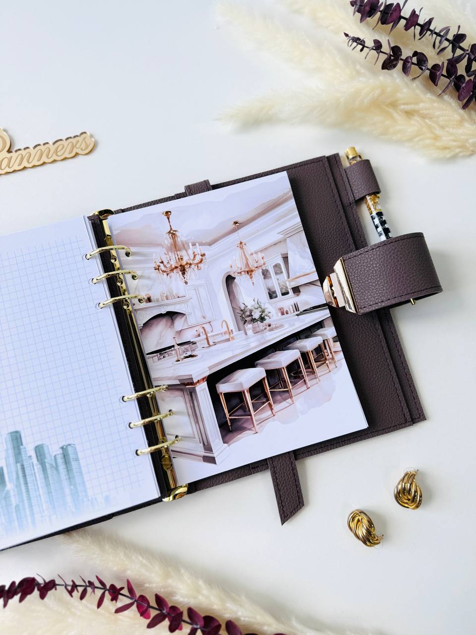 Leather notebook cover A5 for documents A4 and A5 format.