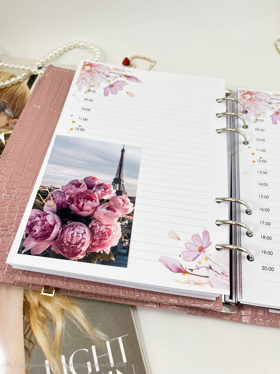 Natural Italian Leather Pink Planner A5.
