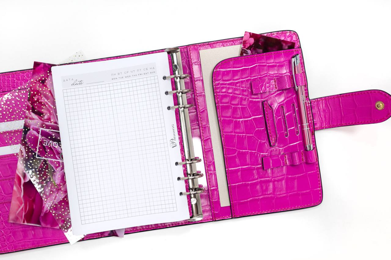 Hot pink Natural Italian Leather Planner A5, gift for her, perfect planner, Ring Planner Agenda A5 Six Ring Planner and Ring Personal Planner.