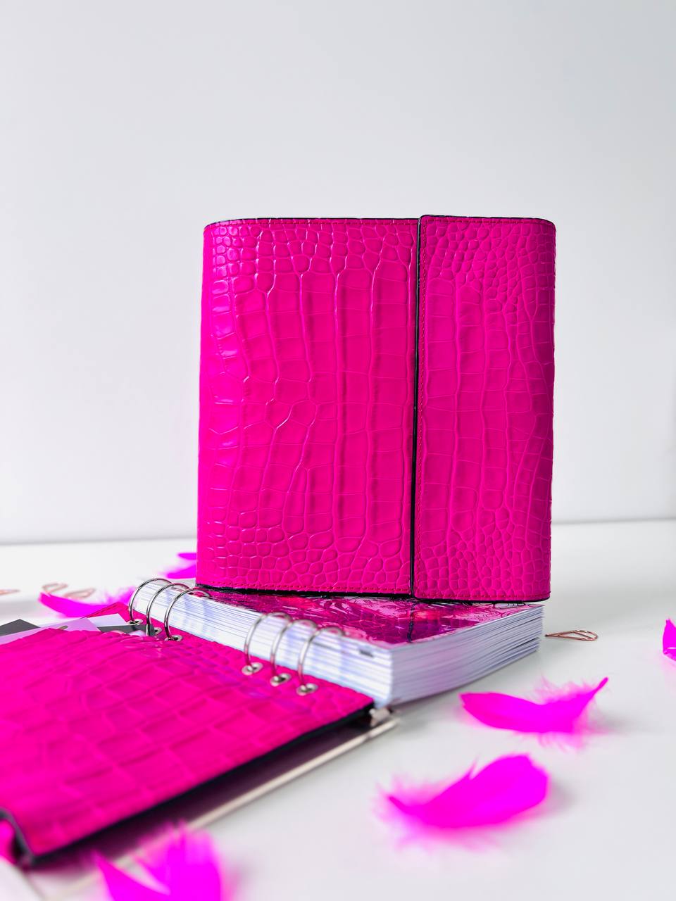 Hot pink Natural Italian Leather Planner A5, gift for her, perfect planner, Ring Planner Agenda A5 Six Ring Planner and Ring Personal Planner.