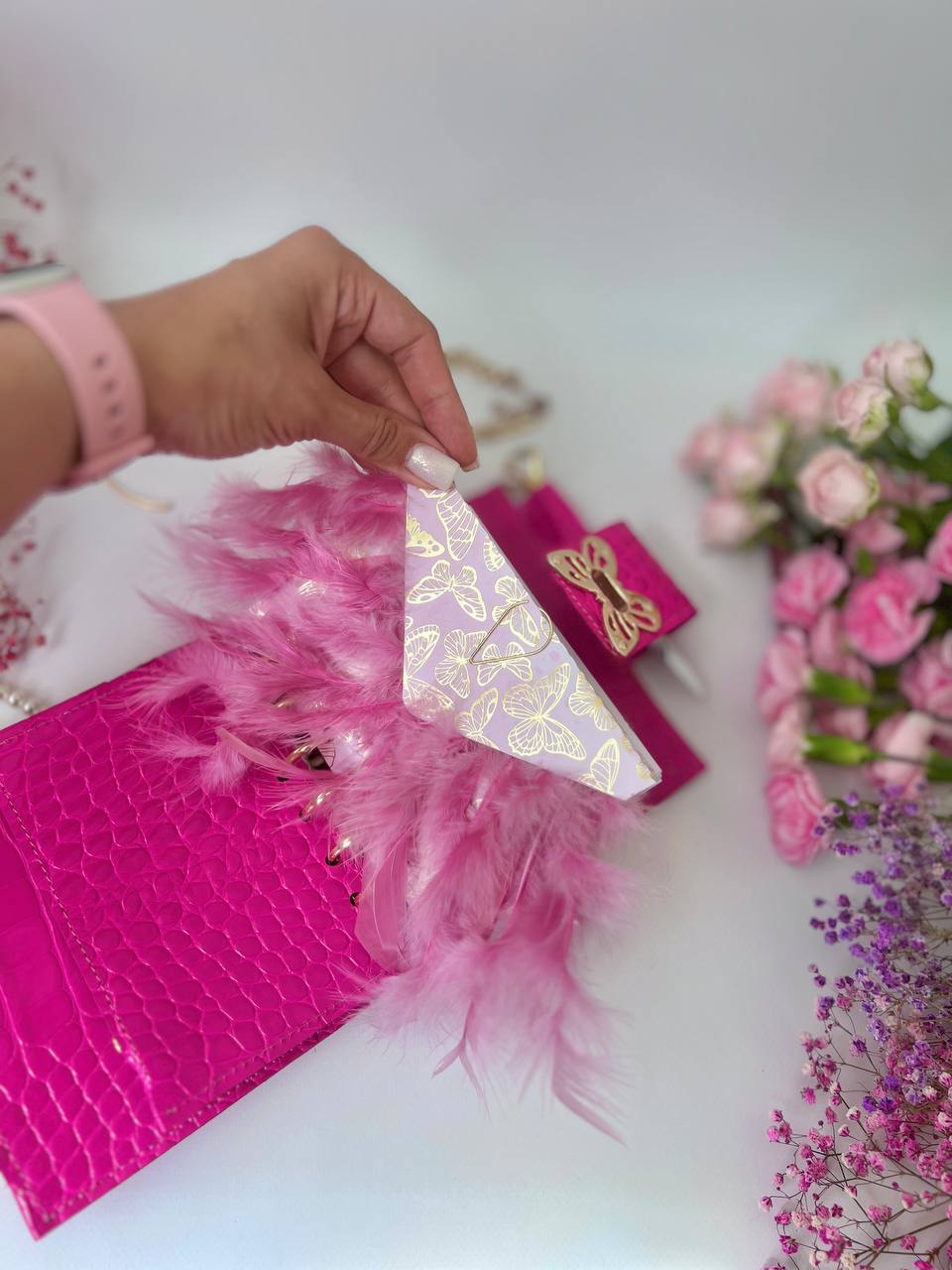 Leather wallet notebook cover mini A7 dated week 2026 big 6 rings binder.