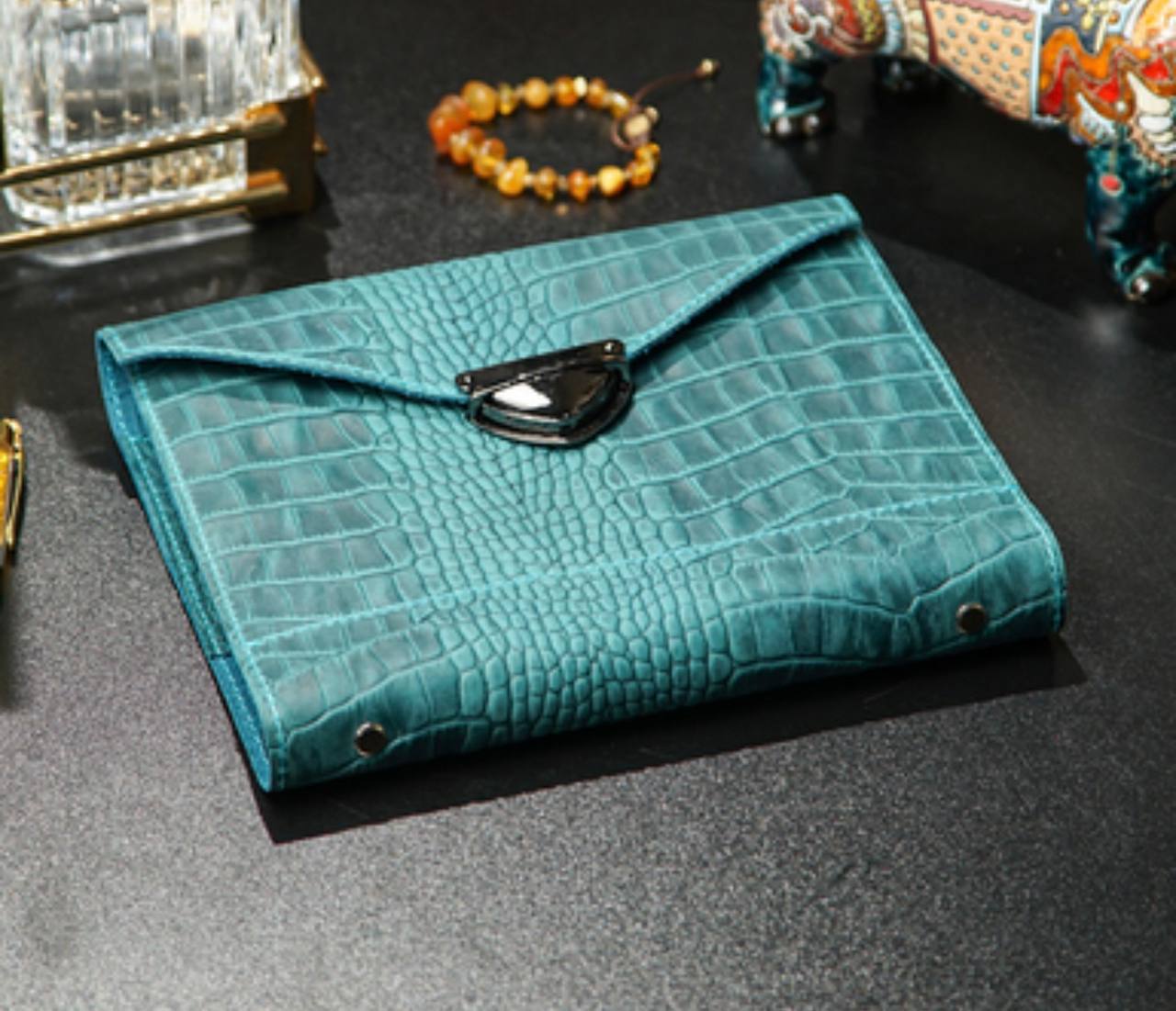 Cyprus, Limassol. Sea wave leather notebook cover A5.