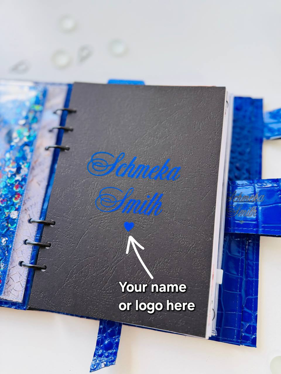 Personalized leather planner big binder A5- cover for documents A4 and A5 format.