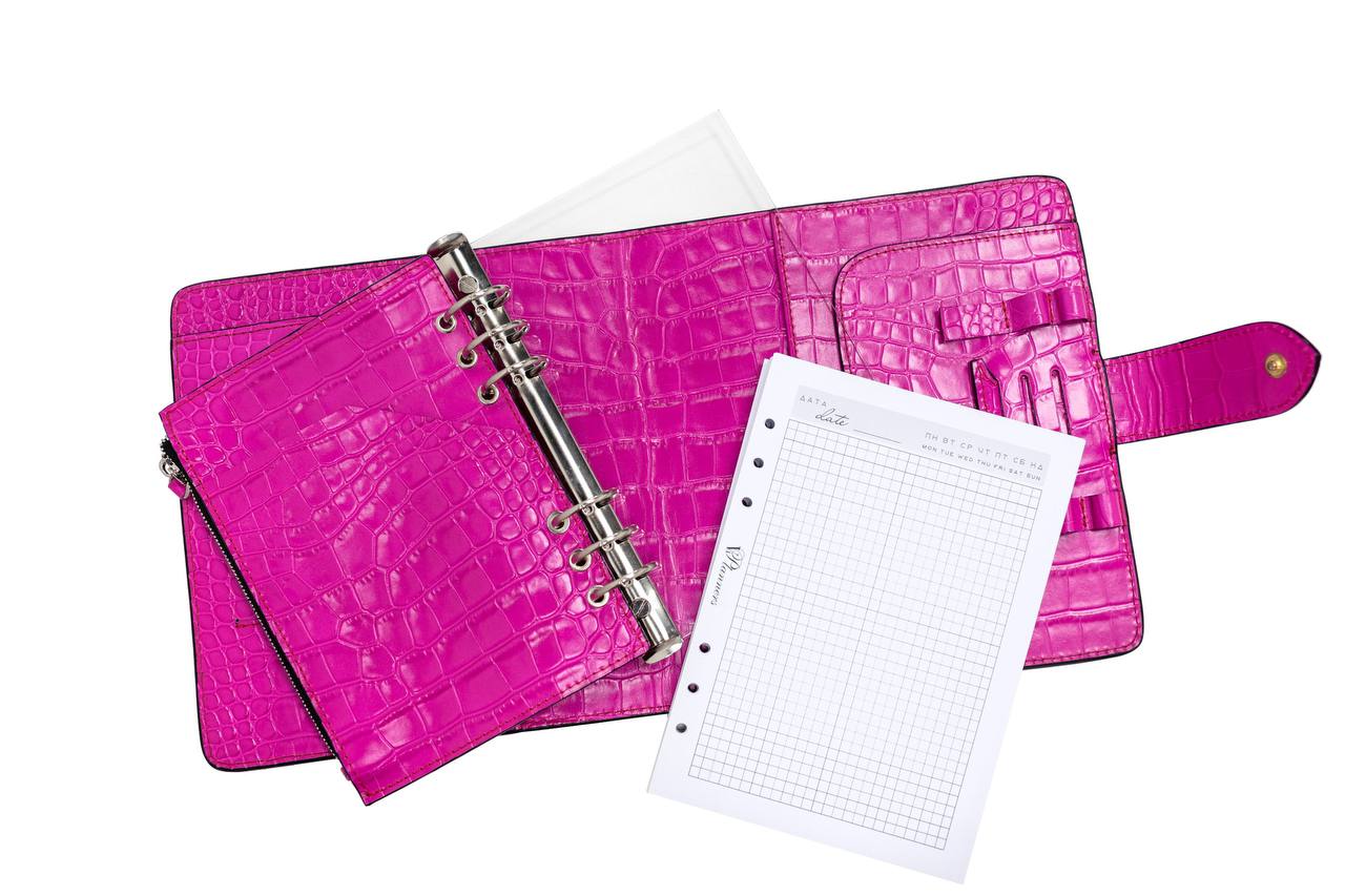 Hot pink Natural Italian Leather Planner A5, gift for her, perfect planner, Ring Planner Agenda A5 Six Ring Planner and Ring Personal Planner.