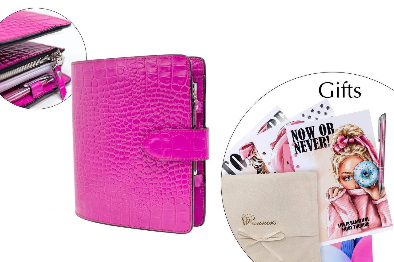Hot pink Natural Italian Leather Planner A5, gift for her, perfect planner, Ring Planner Agenda A5 Six Ring Planner and Ring Personal Planner.