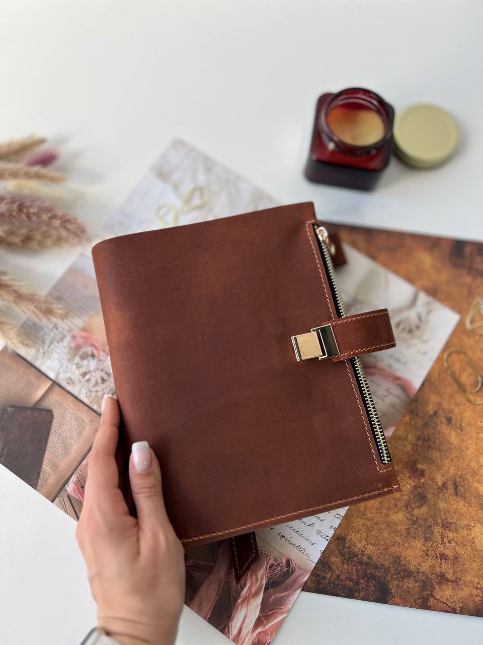 Leather Planner notebook cover A5, Leather Bullet Journal,Leather Sketchbook,Executive Leather Planner,Handmade Leather crazy horse.