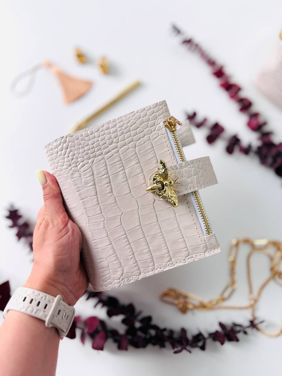 Leather Gift set notebook cover A7 with bag organizer.