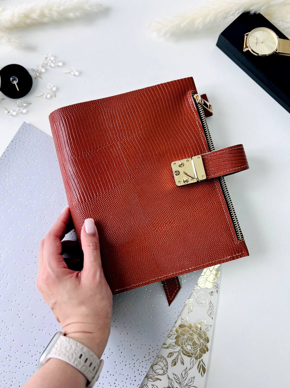 Natural Italian Leather Planner A5, Ringbuch a5, Leather template, A5 ring binder,Binder a5,Leather wallet template,Binder wallet.