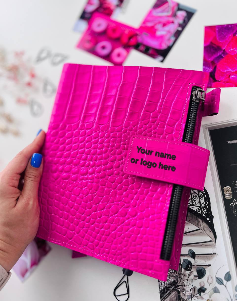 Hot Pink A5 Leather Planner Binder - Customizable