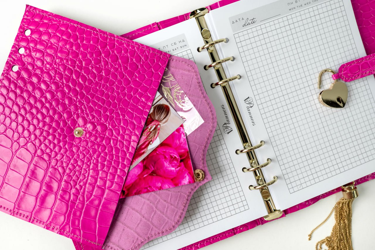 Natural Italian Leather Pink Planner A5, Ringbuch a5, Leather template, A5 ring binder,Binder a5,Leather wallet template,Binder wallet.