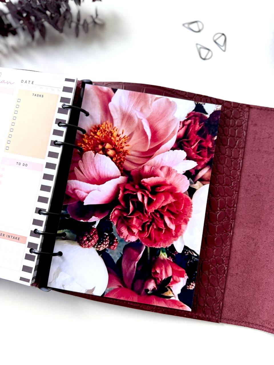 Burgundy Natural Leather Planner A5, Ringbuch a5, Leather template, A5 ring binder,Binder a5,Leather wallet template,Binder wallet.