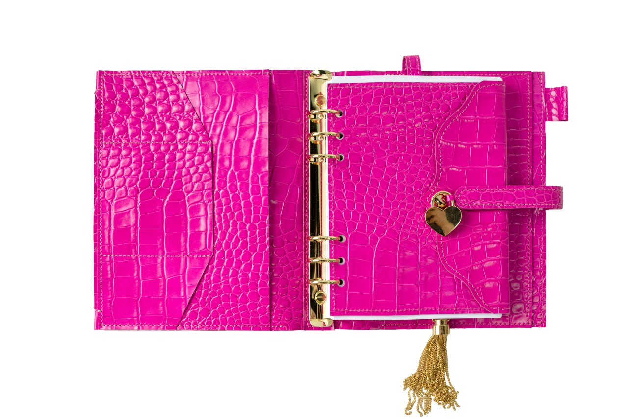 Natural Italian Leather Pink Planner A5, Ringbuch a5, Leather template, A5 ring binder,Binder a5,Leather wallet template,Binder wallet.