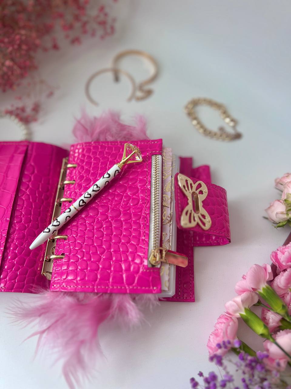 Leather wallet notebook cover mini A7 dated week 2026 big 6 rings binder.